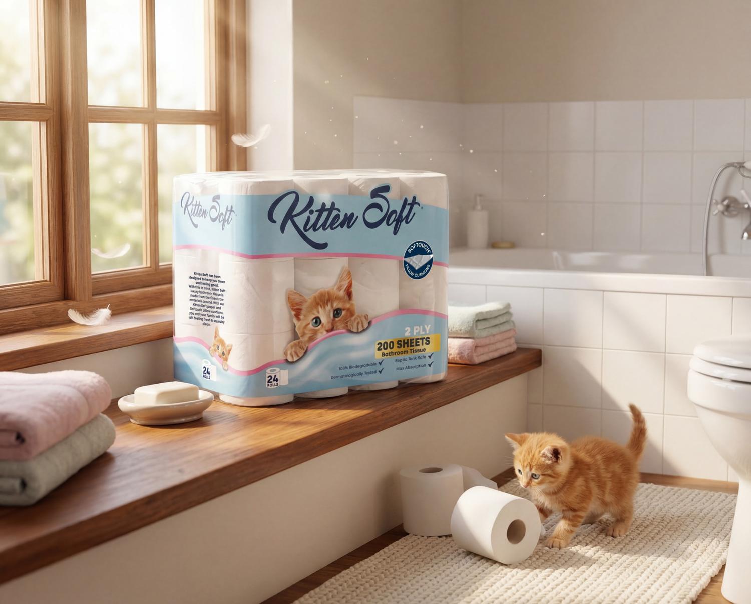 Kitten Soft in a bathroom setting